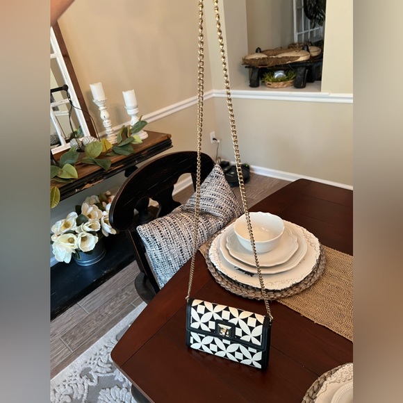 SPARTINA 449 Kiawah Isabelle BLACK & WHITE LINEN & LEATHER Clutch/crossbody - Picture 5 of 5